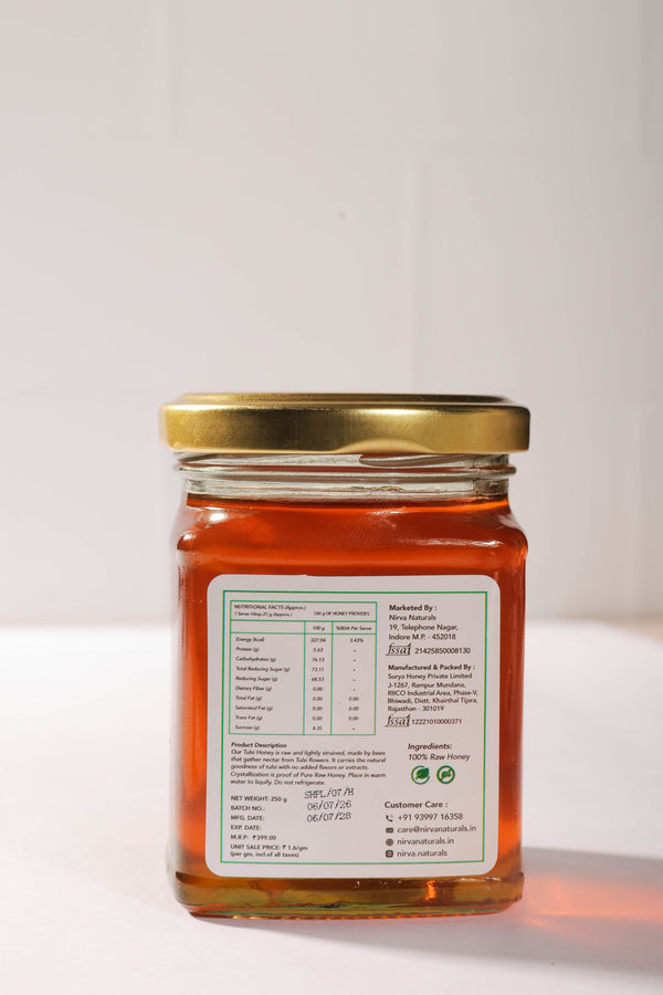 Nirva Naturals Tulsi Honey | Natural Tulsi Flower Honey | No Added Sugar | No Additives | 250 g