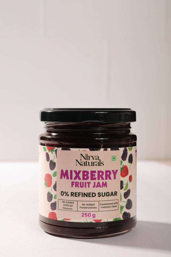 Nirva Naturals No Sugar Mixed Berry Fruit Jam | 100% Natural | No Added Sugar | No Added Flavours & Preservatives | For Kids & Adults