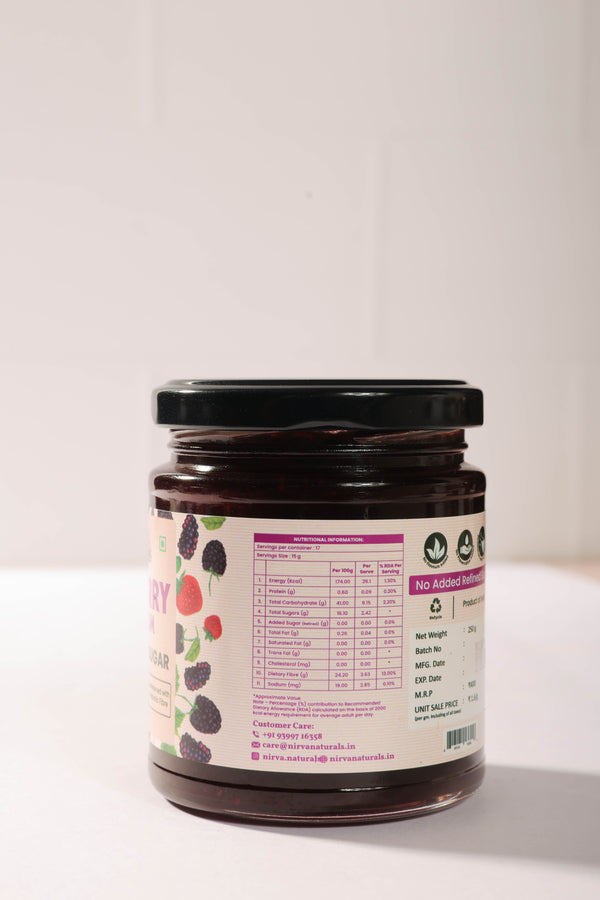 Nirva Naturals No Sugar Mixed Berry Fruit Jam | 100% Natural | No Added Sugar | No Added Flavours & Preservatives | For Kids & Adults